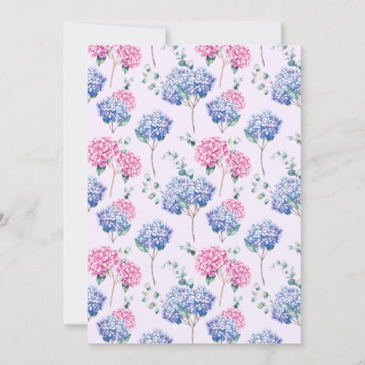 Blue and Pink Hydrangea Floral Retirement Party 招待状 (裏面)