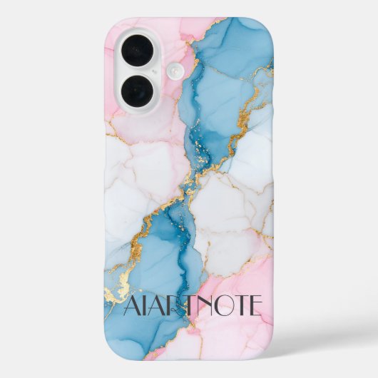 Blue and Pink Marble with Gold Veins Case-Mate iPhoneケース (裏面)
