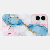 Blue and Pink Marble with Gold Veins Case-Mate iPhoneケース (裏面 (横))