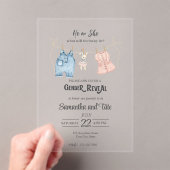 Blue and Pink Watercolor Gender Acrylic Invitation アクリル招待状 (インサイチュ (ポータブル))
