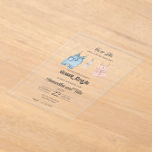 Blue and Pink Watercolor Gender Acrylic Invitation アクリル招待状 (レイダウン)