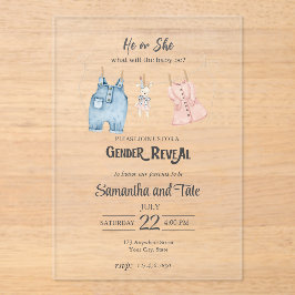 Blue and Pink Watercolor Gender Acrylic Invitation アクリル招待状