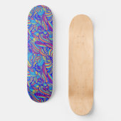 Blue and Pink Waves Pattern Skateboard スケートボード (正面)