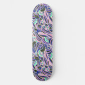 Blue and Pink Waves Pattern Skateboard スケートボード (正面)