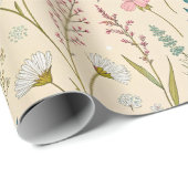 Blue and Pink Wildflowers Delicate Meadow Art ラッピングペーパー (ロールコーナー)