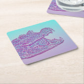 Blue and Purple Crocodile Print スクエアペーパーコースター (アングル)
