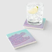 Blue and Purple Crocodile Print ストーンコースター (横)