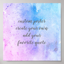 blue and purple custom add your quote watercolor ポスター