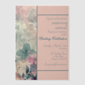 Blue and Purple Floral Framed  Wedding ベラム紙招待状 (正面)