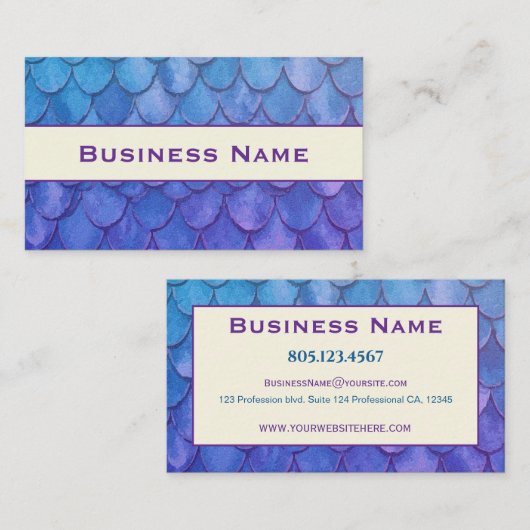 Blue and Purple Mermaid Scales 名刺 (正面/裏面)