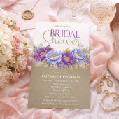 Blue and Purple Peony Bridal Shower 招待状