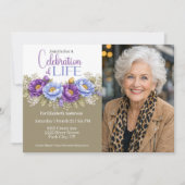 Blue and Purple Peony Celebration Of Life 招待状 (正面)