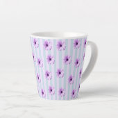 blue and purple striped daisy pattern カフェラテマグ (右アングル)