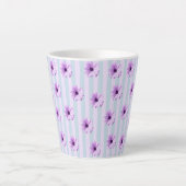 blue and purple striped daisy pattern カフェラテマグ (正面)
