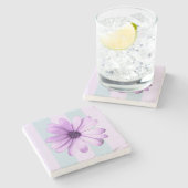 blue and purple striped daisy pattern ストーンコースター (横)
