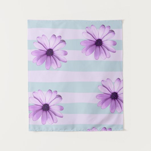 blue and purple striped daisy pattern タペストリー (正面)