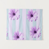 blue and purple striped daisy pattern タペストリー (正面(横))