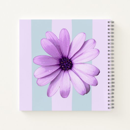 blue and purple striped daisy pattern ノートブック (裏面)
