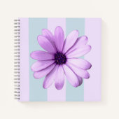 blue and purple striped daisy pattern ノートブック (正面)
