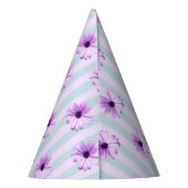 blue and purple striped daisy pattern パーティーハット (裏面)