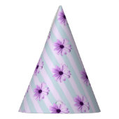 blue and purple striped daisy pattern パーティーハット (左)
