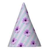 blue and purple striped daisy pattern パーティーハット (右)