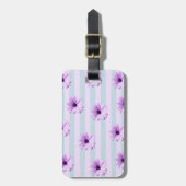 blue and purple striped daisy pattern ラゲッジタグ (正面縦)