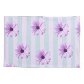 blue and purple striped daisy pattern 枕カバー (裏面-左)