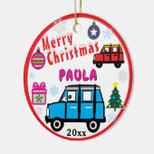 Blue and Red Cars PHOTO NAME セラミックオーナメント (左)