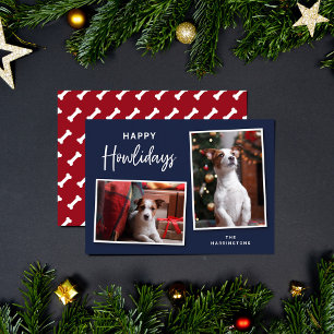Blue and Red Dog Bones Happy Howlidays写真 シーズンカード
