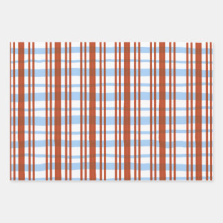 Blue and Red Plaid / Stripe Gift Wrap ラッピングペーパーシート