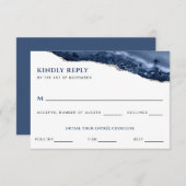 Blue and Silver Agate Geode RSVP返信カード 招待状 (正面/裏面)