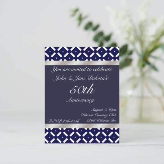 Blue and Silver Anniversary Invitation 招待状 (スタンド正面)