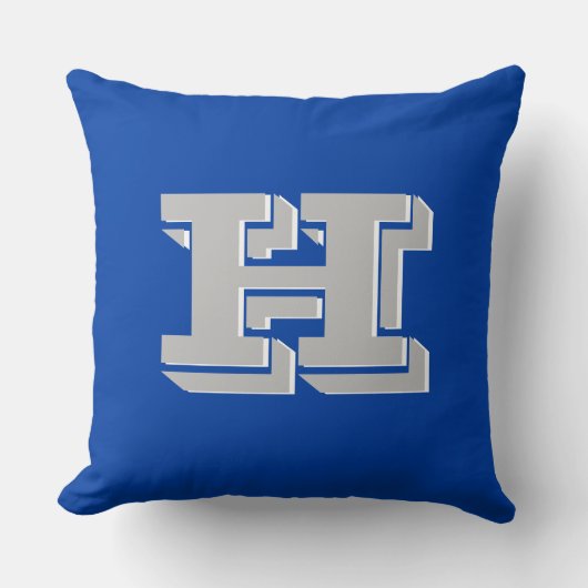 Blue and Silver College Block Font Initial クッション (正面)