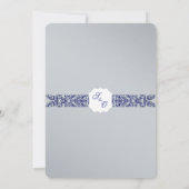 Blue and Silver Damask Wedding Invitation 招待状 (裏面)