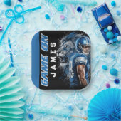 Blue and Silver Football Themed Party Plate ペーパープレート (パーティー)