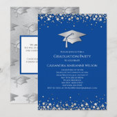 Blue and Silver Graduation 招待状 (正面/裏面)