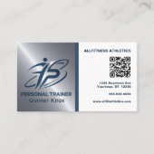 Blue and Silver QR Code Fitness Trainer 名刺 (正面)