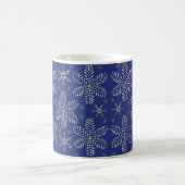 Blue and Silver Snowflakes Christmas Mug with Name コーヒーマグカップ (中央)