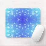 Blue and turquoise mouse pad with a bokeh pattern  マウスパッド<br><div class="desc">Blue and turquoise mouse pad with a bokeh pattern of white dots,  creating a calming,  abstract design. The pad is shown alone and with a white mouse.</div>