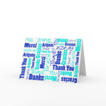 Blue and Turquoise Multilingual Thank You