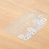 Blue and White Anemones Arch First Communion アクリル招待状 (レイダウン)
