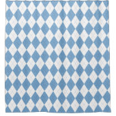 Blue and White Argyle Diamond Geometric Pattern シャワーカーテン (正面)