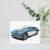 Blue and white Austin Healey 3000 Sports Car ポストカード (スタンド正面)
