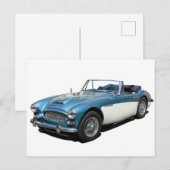 Blue and white Austin Healey 3000 Sports Car ポストカード (正面/裏面)