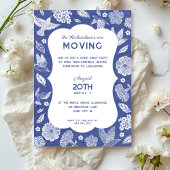 Blue and White Birds Moving Away Party Invitation 招待状
