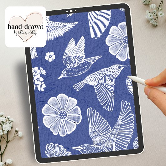 Blue and White Birds Moving Away Party Invitation 招待状