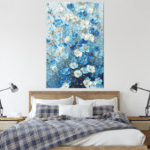 Blue and White Blossoms on Light Blue Abstract  キャンバスプリント (インサイチュ (寝室))