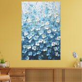 Blue and White Blossoms with Gradient Abstract  キャンバスプリント (インサイチュ (リビング))
