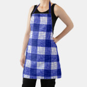 Blue and White Bold Checkered Plaid Design  エプロン (インサイチュ)